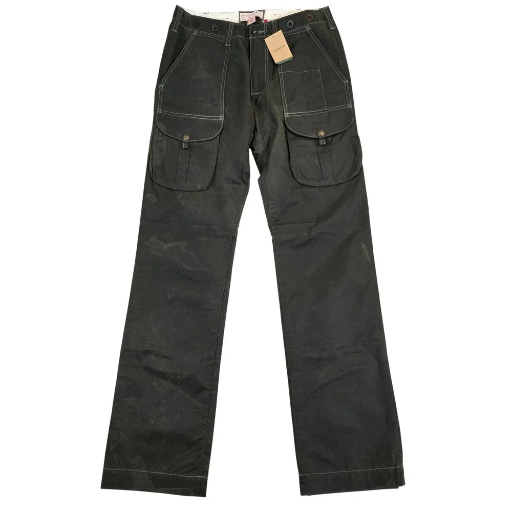 Filson MNS Guide Pant Waxed Cotton Olive Green Cargo Pants 31x34 USA Made $265